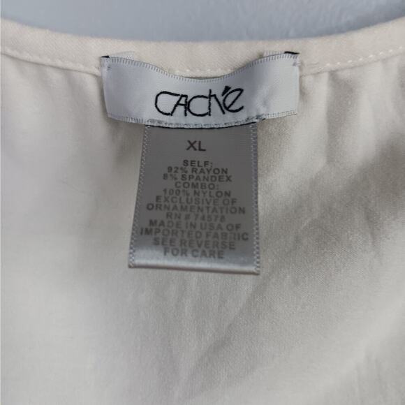 Gently Used Cache XL Off White Beaded Tank Top - Picture 3 of 5